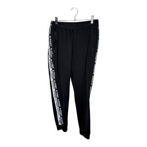 Adidas Mens Active Track Pants Three Stripes Elastic Drawstring Waist Black M